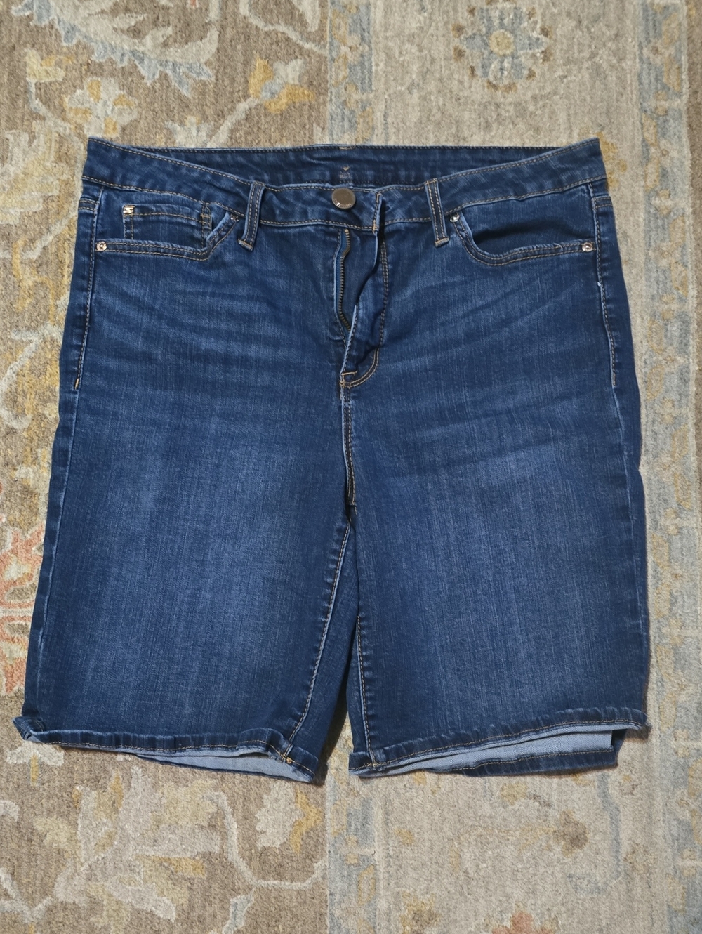 Seven 7 Classic Dark Wash Denim Bermuda Shorts